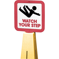 C&ocirc;nes de d&eacute;viation - &eacute;tiquettes de message  Watch Your Step , Adh&eacute;sif, Anglais avec pictogramme Ontario Safety Products