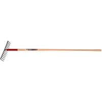 Level Rake, Wood Handle, 14-3/4" W, Tempered Steel Blade, 16 Tines ND105 | Ontario Safety Product