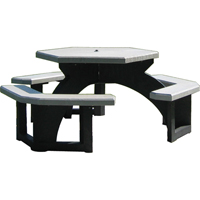 Recycled Plastic Hexagon Picnic Tables, 78" L x 78" W, Grey NJ131 | Ontario Safety Product