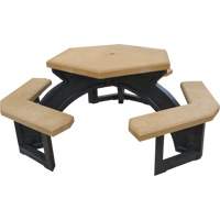 Tables de pique-nique hexagonales en plastique recycl&eacute;, 78" lo x 78" la, C&egrave;dre Ontario Safety Products