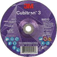 Cubitron 3 Cut and Grind Wheel, 4" x 5/32", 3/8" Arbor, Type 27, 36 Grit, Ceramic Ontario Safety Products