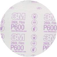 Hookit Finishing Film Abrasive Disc 260L 00971, 6" Dia., P600 Grit, Aluminum Oxide Ontario Safety Products