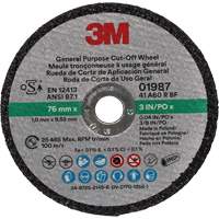 General Purpose Cut-Off Wheel, 01987, 3" x 0.04"/1/32", 3/8" Arbor, Aluminum Oxide Ontario Safety Products