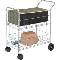 Wire Mail Cart, 200 lbs. Capacity, Chrome, 19" D x 30" L x 39-1/4" H, Chrome Plated OB185 | Ontario Safety Product