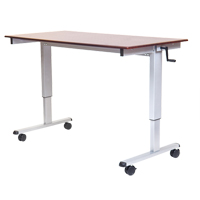 Adjustable Stand-Up Workstations, Stand-Alone Desk, 48-1/2" H x 48" W x 32-1/2" D, Walnut OP282 | Ontario Safety Product