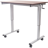Adjustable Stand-Up Workstations, Stand-Alone Desk, 48-1/2" H x 59" W x 29-1/2" D, Walnut OP283 | Ontario Safety Product