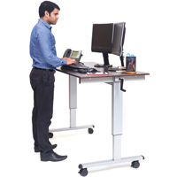 Postes de travail ajustables pour travail assis et debout , , 48-1/2" h x 59" la x 29-1/2" p, Noyer OP283 | Ontario Safety Product