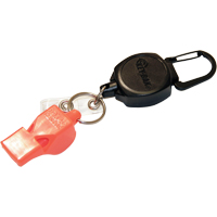 D&eacute;rouleur autor&eacute;tractable pour carte d'identit&eacute; et cl&eacute;s avec sifflet, M&eacute;tal en alliage de zinc, C&acirc;ble 24", Fixation Mousqueton Ontario Safety Products
