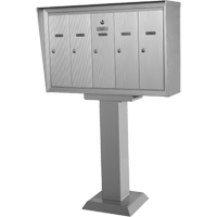 Single Deck Mailboxes, Pedestal -Mounted, 16" x 5-1/2", 3 Doors, Aluminum Ontario Safety Products