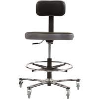 SF160™ Industrial Grade Ergonomic Chair, Mobile, Adjustable, 18" - 23", Vinyl Seat, Black/Grey OP504 | Ontario Safety Product