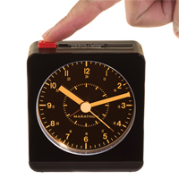 Desk Alarm Clock, Analog, Battery Operated, 3.5" W x 1.5" D x 3.75" H, Black OP602 | Ontario Safety Product