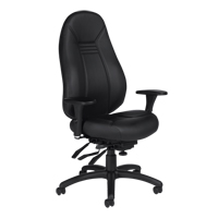 High Back Comfort Chair, Leather, Black, 300 lbs. Capacity OP929 | Ontario Safety Product
