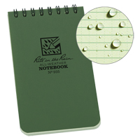 Pocket Top-Spiral Notebook, Soft Cover, Green, 100 Pages, 3" W x 5" L OQ404 | Ontario Safety Product