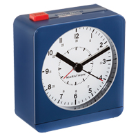 Desk Alarm Clock, Analog, Battery Operated, 3.5" W x 1.5" D x 3.75" H, Blue OQ430 | Ontario Safety Product