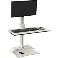Soar™ Sit/Stand Electric Desk with Single Monitor Arm, Desktop Unit, 36" H x 27-3/4" W x 22" D, White OQ925 | Ontario Safety Product