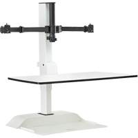Soar™ Sit/Stand Electric Desk with Dual Monitor Arm, Desktop Unit, 37-1/4" H x 27-3/4" W x 22" D, White OQ926 | Ontario Safety Product
