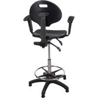 Heavy-Duty Ergonomic Stool with Adjustable Arm Rests, Stationary, Adjustable, 39" - 48", Polyurethane Seat, Black OR333 | Ontario Safety Product