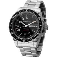 Tr&egrave;s grande montre automatique avec jour/date avec bracelet en acier inoxydable, Num&eacute;rique, &agrave; piles, 46 mm, Argent Ontario Safety Products