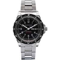 Tr&egrave;s grande montre automatique avec jour/date avec bracelet en acier inoxydable, Num&eacute;rique, &agrave; piles, 46 mm, Argent Ontario Safety Products