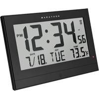 Large Self-Setting Clock, Digital, Plug-in, Black OR486 | Ontario Safety Product