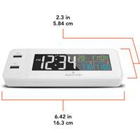 Hotel Collection Fast-Charging Dual USB Alarm Clock, Digital, Battery Operated, White OR489 | Ontario Safety Product