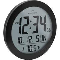 Super Jumbo Self-Setting Wall Clock, Digital, Battery Operated, 8" dia., Silver OR490 | Ontario Safety Product
