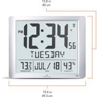 Super Jumbo Self-Setting Wall Clock, Digital, Battery Operated, Silver OR491 | Ontario Safety Product