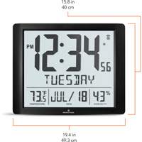 Super Jumbo Self-Setting Wall Clock, Digital, Battery Operated, Black OR492 | Ontario Safety Product