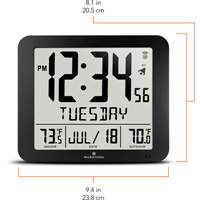Slim Self-Setting Full Calendar Wall Clock, Digital, Battery Operated, Black OR495 | Ontario Safety Product