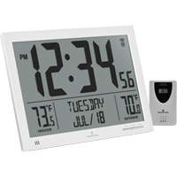 Self-Setting Full Calendar Clock with Extra Large Digits, Digital, Battery Operated, White OR500 | Ontario Safety Product