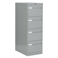 Vertical Filing Cabinet with Recessed Drawer Handles, 4 Drawers, 18.15" W x 26.56" D x 52" H, Grey OTE625 | Ontario Safety Product