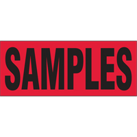 "Samples" Special Handling Labels, 5" L x 2" W, Black on Red Ontario Safety Products