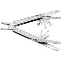 SwissTool Multi-Tool with Lockable Blade, Metal, Metal Handle, 155 mm L, 26 Functions, 0.7 lbs. PG235 | Ontario Safety Product