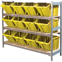Wide Span Shelving with Jumbo Plastic Bins, Steel, Boltless, 800 lbs. Capacity, 66" W x 60" H x 18" D RL987 | Ontario Safety Product