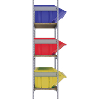 Wide Span Shelving with Jumbo Plastic Bins, Steel, Boltless, 800 lbs. Capacity, 66" W x 60" H x 18" D RL988 | Ontario Safety Product