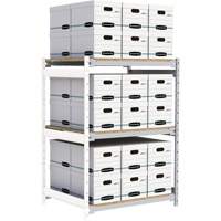 Wide Span Record Storage Shelving, Steel, 3 Shelves, 42" W x 32" D x 60" H, Add-On Kit RN149 | Ontario Safety Product