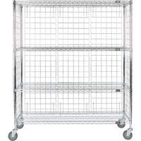 Enclosed Wire Shelf Cart, Chrome Plated, 60" x 69" x 18", 800 lbs. Capacity RN561 | Ontario Safety Product
