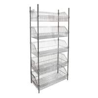 Wire Basket Shelving Unit, 5 Tiers, 48" W x 74" H x 24" D Ontario Safety Products