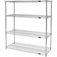 Heavy-Duty Chromate Wire Shelving, 4 Tiers, 36" W x 54" H x 24" D Ontario Safety Products