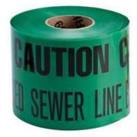 Ruban d'avertissement de danger souterrain Buried Sewer Line Identoline, 6" la x 1000' lo, Noir sur vert Ontario Safety Products