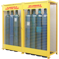 Gas Cylinder Cabinets, 20 Cylinder Capacity, 88" W x 30" D x 74" H, Yellow SAF848 | Ontario Safety Product