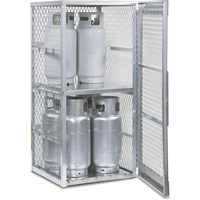 Aluminum LPG Cylinder Locker Storage, 8 Cylinder Capacity, 30" W x 32" D x 65" H, Silver SAI574 | Ontario Safety Product