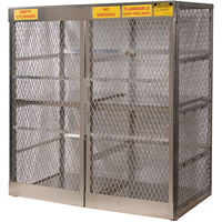 Aluminum LPG Cylinder Locker Storage, 16 Cylinder Capacity, 60" W x 32" D x 65" H, Silver SAI575 | Ontario Safety Product