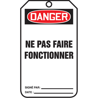 &eacute;tiquettes de verrouillage, Papier cartonn&eacute;, 3-1/8" la x 5-7/8" h, Français Ontario Safety Products