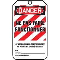 &eacute;tiquettes de verrouillage, Papier cartonn&eacute;, 3-1/8" la x 5-7/8" h, Français Ontario Safety Products