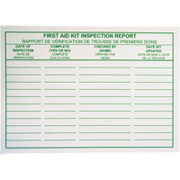 First Aid Kit Inspection Report Cards Ontario Safety Products