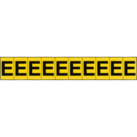 Rep&egrave;res adh&eacute;sifs &agrave; lettres individuelles, E, 1" h, Noir sur jaune Ontario Safety Products