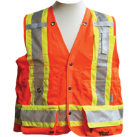 Vestes de s&eacute;curit&eacute; pour arpenteur, Orange haute visibilit&eacute;, Moyen, Polyester Ontario Safety Products
