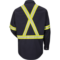 Work Shirt with Reflective Trim, Cotton/Nylon, Medium, High Visibility Orange Ontario Safety Products