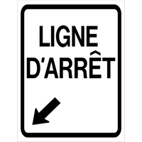 "Ligne d'Arr&ecirc;t" Roll-Up Traffic Sign, 23-3/5" x 29-1/2", Vinyl, French with Pictogram Ontario Safety Products